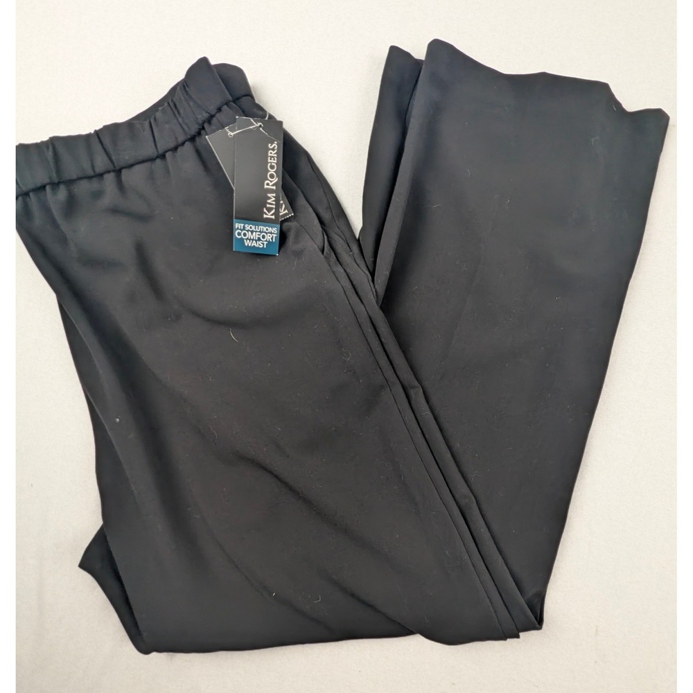Kim Rogers Womens Black Straight Leg Comfort Waist Pants 18 Short Classic Dark